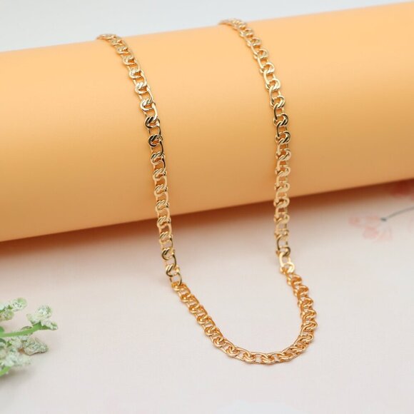 Elegant Rose Gold Link Chain Necklace Brass Base, XPNL0198 - Picture 10 of 12